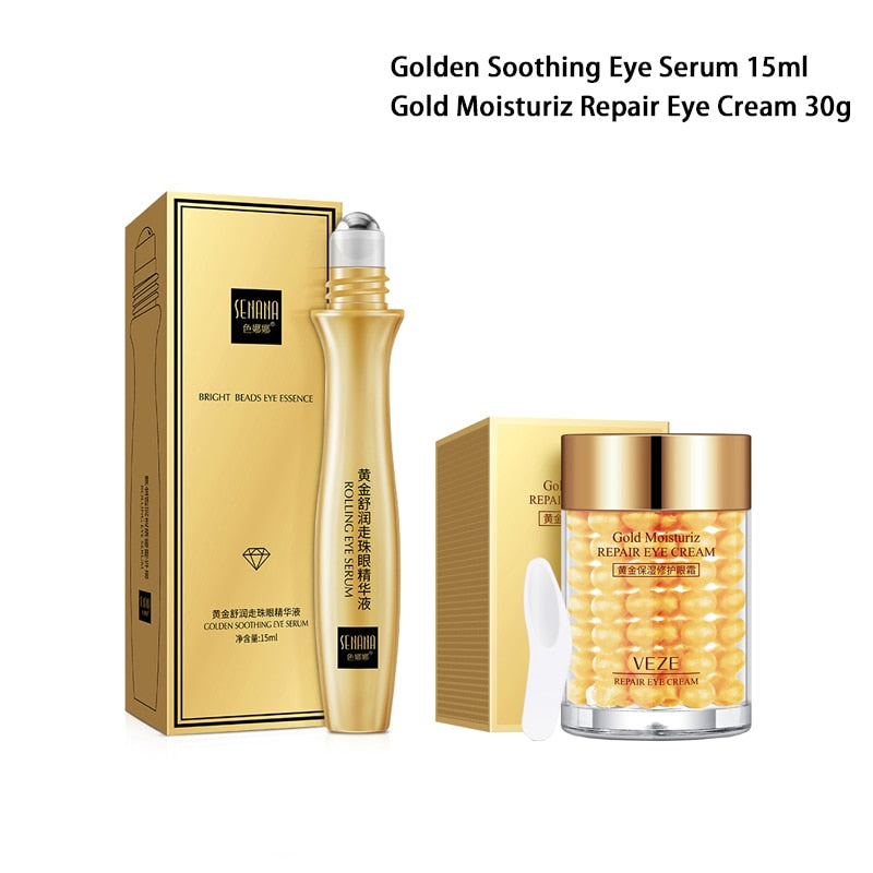 Golden Soothing Rolling Eye Serum, Gold Bright Eye Serum Roll-on Essence  Hydrating Moisturizing -puffiness Eye Creamremove Dark Circles Eye Care  15ml