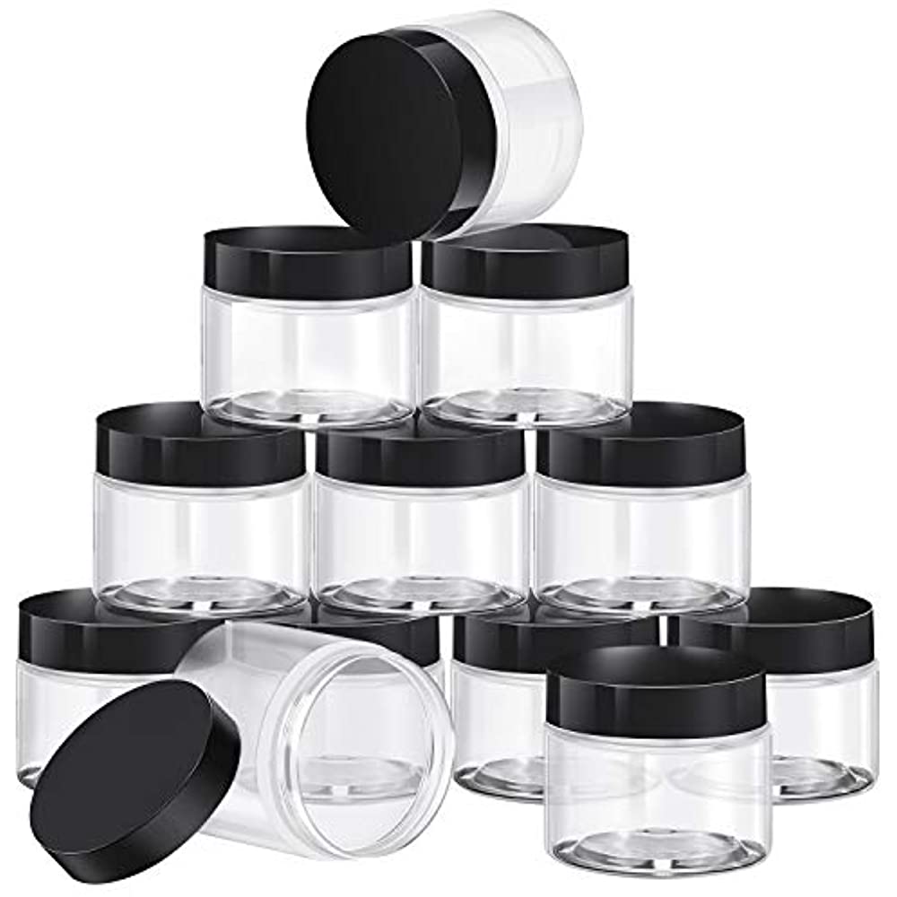 4 Ounce Empty Clear Plastic Slime Jars With Lids and Labels 12 pack